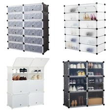 6-12 cubes Plastic Shoe Storage Closet  Shoe Organizer Cupboard Cabinet DIY Cube