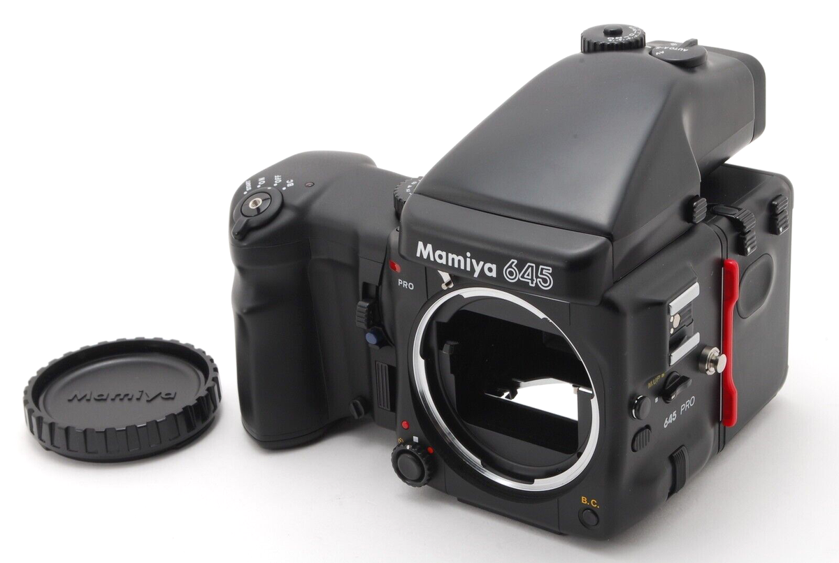 CLA'd MINT】Mamiya 645 PRO Body AE Prism Finder 120 Film Back Grip