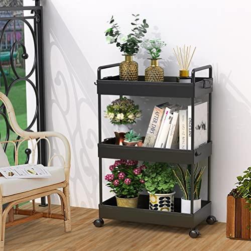 SOLEJAZZ Rolling Storage Cart, 3 Tier Utility Cart Mobile Slide Out Organizer, - Picture 7 of 7