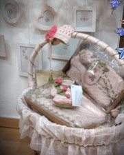 PINK  GREEN BABY LINE: Handmade Wool Basket ORGANIZER  KIT 10pcs