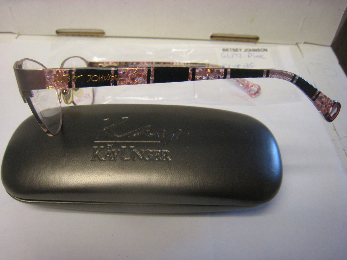 Betsey Johnson Glitz BLK 52-18-135 Eyeglass Frames Pink Glitter Demo Lenses BETSEY JOHNSON WOMANS EYEGLASSES GLITZ in PINK 52-18-135 MM  main image 3