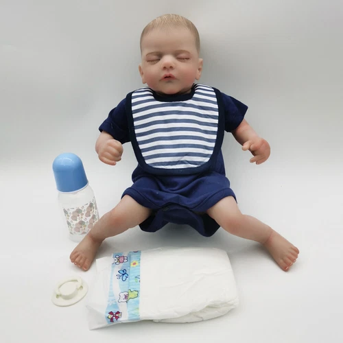 19" Real Sleeping Newborn Doll Reborn Baby Dolls Cloth Body Handmade GIFT US - Picture 4 of 5