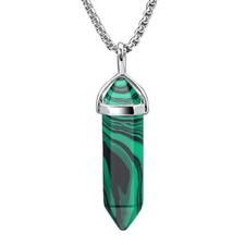 Natural Malachite Stone Pendant Crystal Chakra Healing Gemstone Necklace Gift