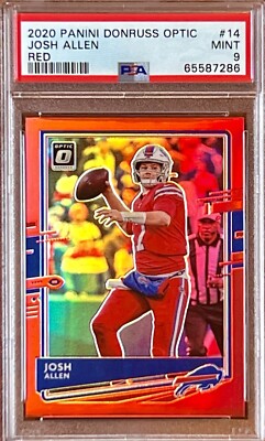 Jersey Number #17/99 PSA 9 Josh Allen 2020 Optic Red Prizm Perfect Color Match