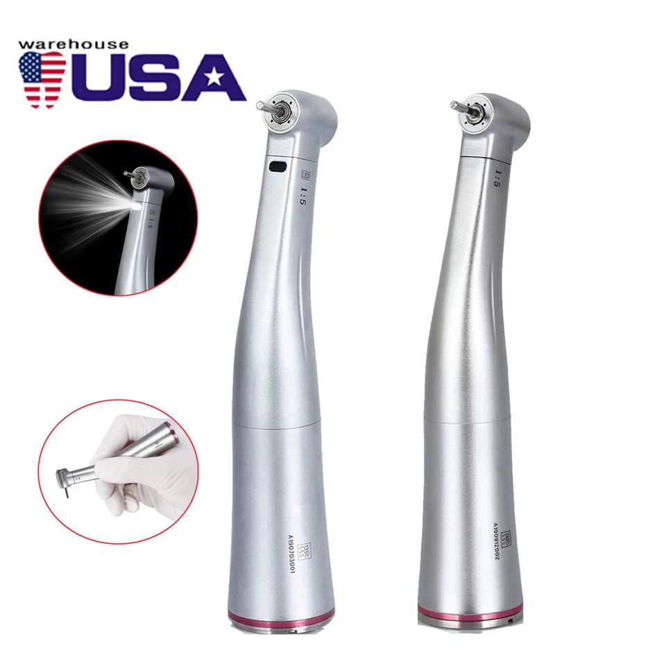 JOYDENTAL Dental 1:5 Electric Fiber Optic LED Contra Angle Handpiece Red Ring