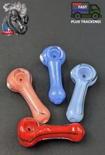 2x - 2.5" Glass Spoon Hand Pipes Tobacco Bowls - Assorted Colors