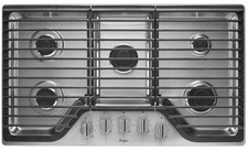 Whirlpool WCG51US6DS 36" Stainless 5 Burner Gas Cooktop NOB
