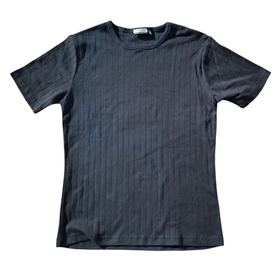 T-Shirt Col Ronde Clockhouse Par C&A En Coton Double Noir Tissu Doux 