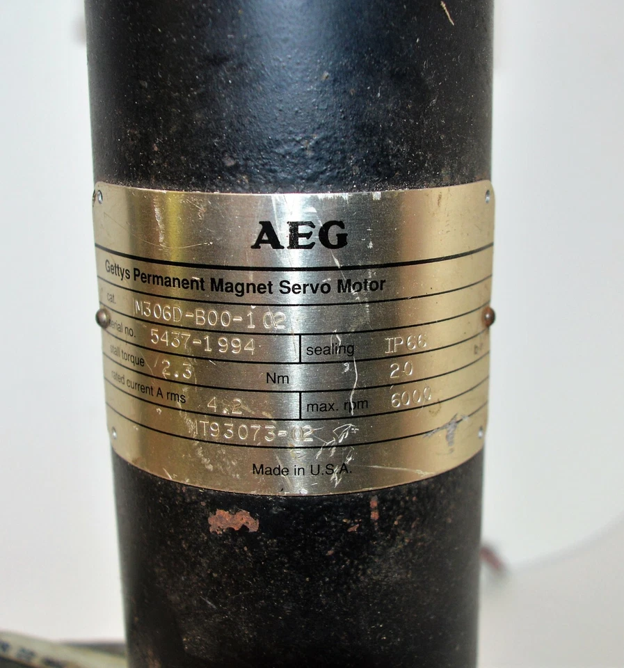 AEG M306D-B00-1 02 GETTYS PERMANENT MAGNET SERVO MOTOR 6000RPM  — 第 2/4 张图片