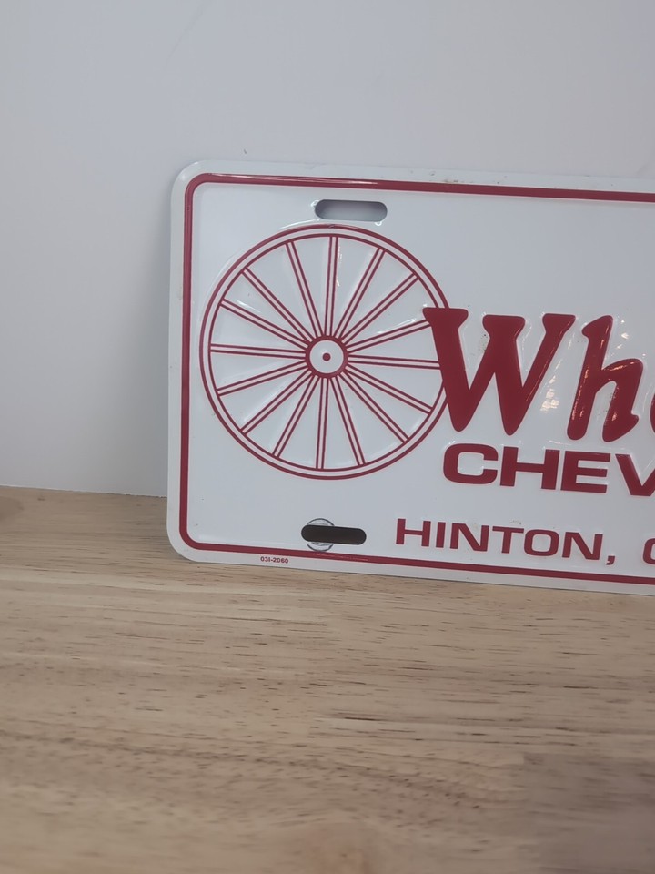 Wheeler Chevrolet Dealership Booster License Plate Hinton Oklahoma