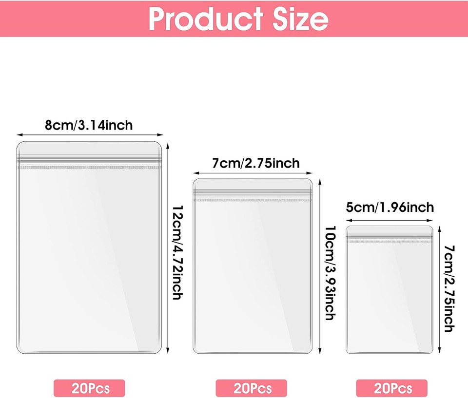 Thinp 60 Pack Clear Plastic Jewelry Bags, Small Bags for Anti clear eBay