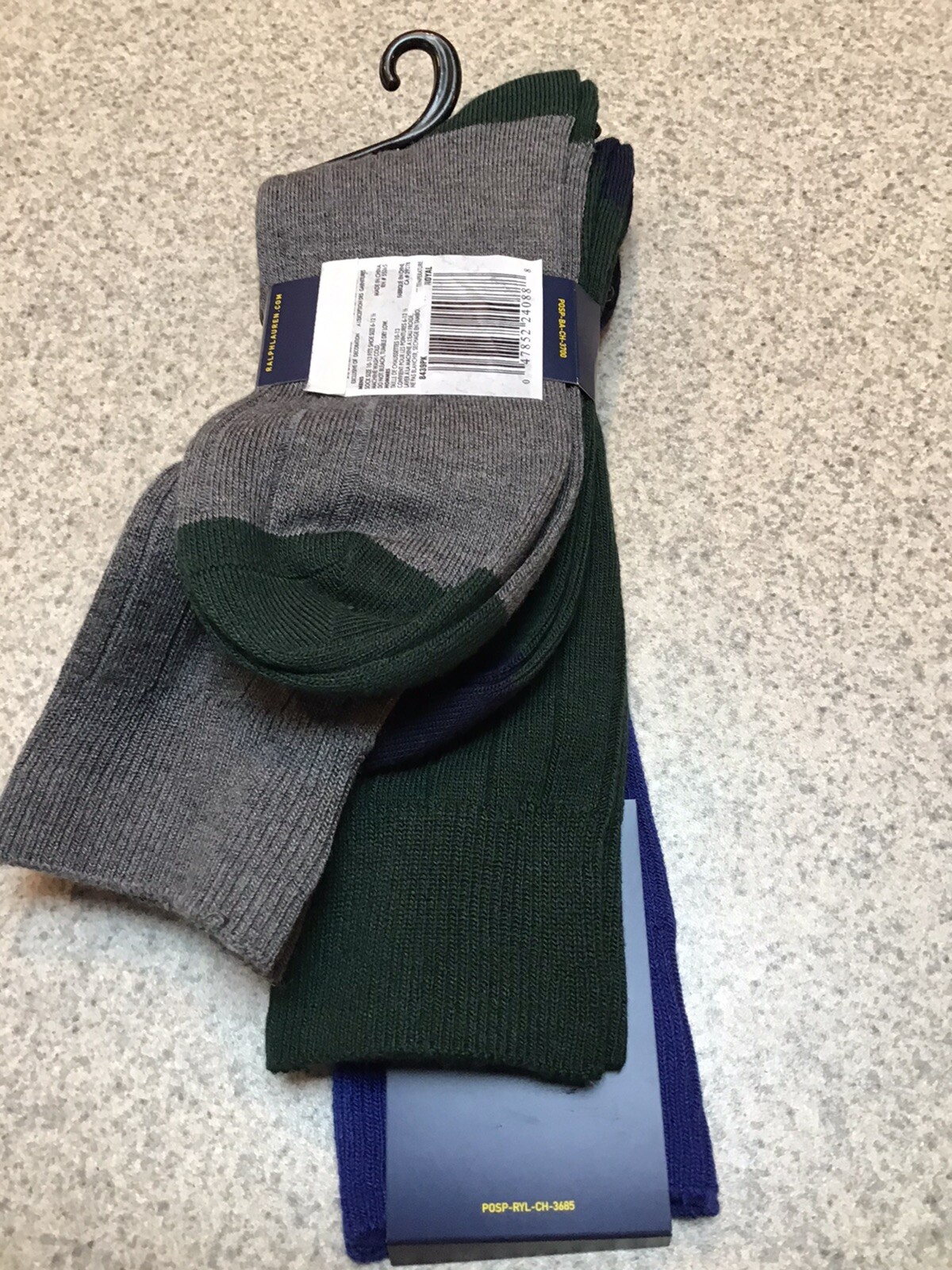 PONY POLO RALPH LAUREN 3 PAIA CALZE UOMO SOFT TOUCH VESTIBILITÀ PERSONALIZZATA BLU GRIGIO VERDE 10 13