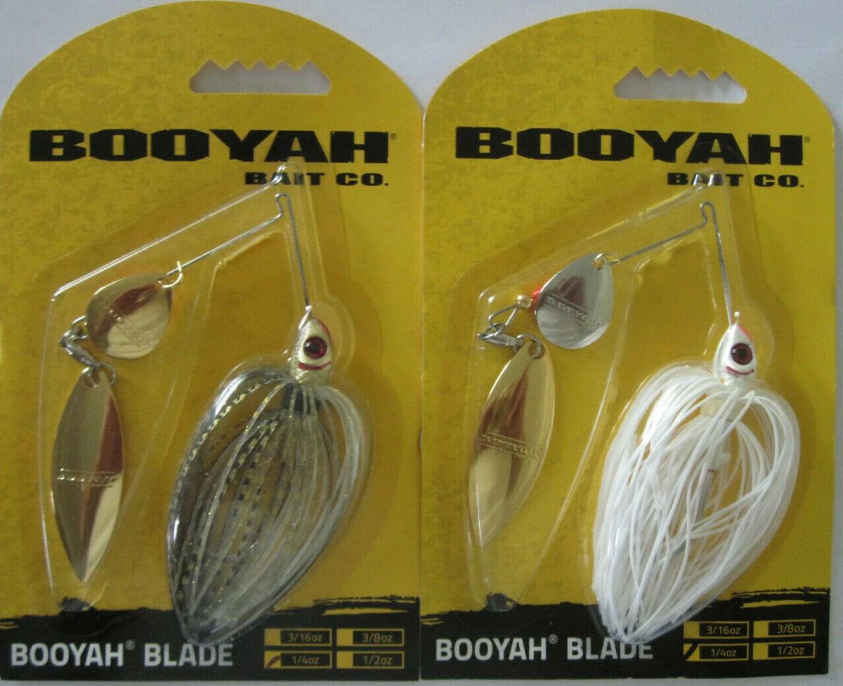 2 - BOOYAH Spinnerbait - Tandem Blade - 1/4 oz. - Pearl White & Gold Shiner