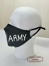 ARMY Black logo Cotton Face Mask Adjustable Washable Handmade made in USA