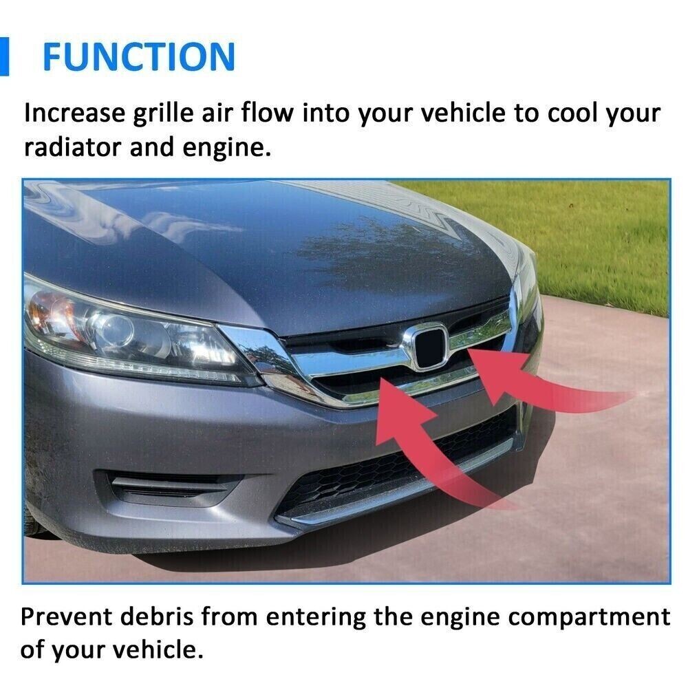 Chrome JDM Mod Style Front Hood Grille Grill Fit 13-15 9th Honda Accord 4 Door