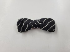 Vintage Royal Clip On Bowtie. Black With Stripes.