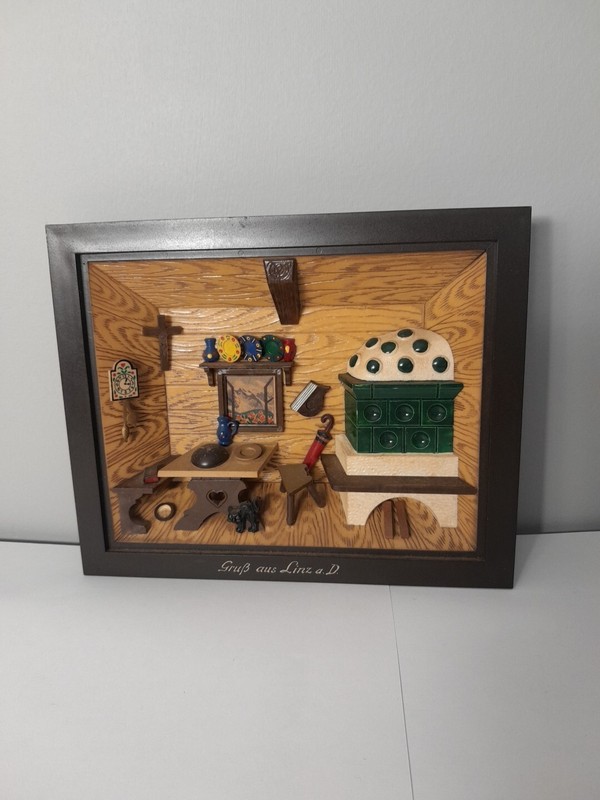 3d plastic Rottach-Egern kitchen diorama dollhouse shadow box German, Wall Hang