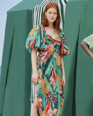 lace banana midi dress farm rio Farm Rio Banana Leaves Lace-Up Dress