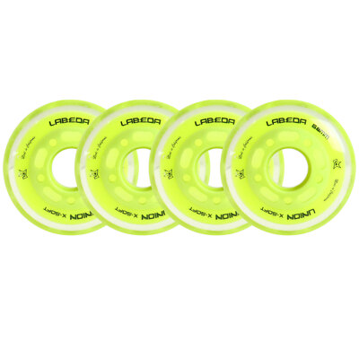 Labeda Roller Hockey Wheels Union Indoor X-Soft 74A Yellow 68mm - Set of 4