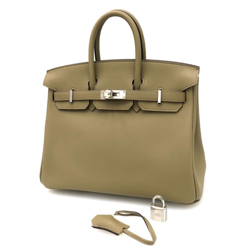 Hermès Birkin 25 Verso 2024 Beige Malfa Grey Swift Silver Hardware Box #SN001