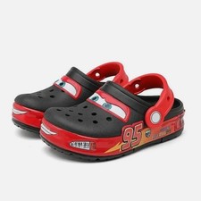 Black Red Lightning McQueen Crocs Kids Light Up Classic Clog Shoes