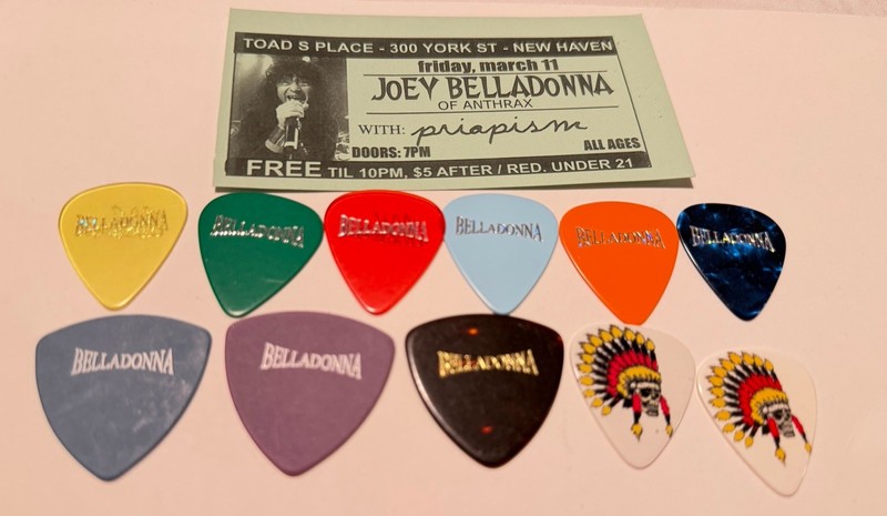 ANTHRAX -Joey Belladonna- 2011 TOUR -11 Guitar Pick Lot-& Show Stub