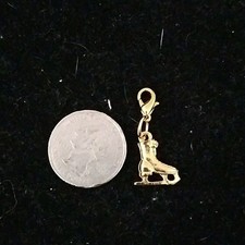 Goldtone Ice Skate Charm with Lobster Claw Clasp  Figure Skating Pendant Jewelry