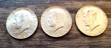 1968-D Kennedy Half Dollar 50C 50 Cents 40% Silver Lot of 3 Coins Gold Toned