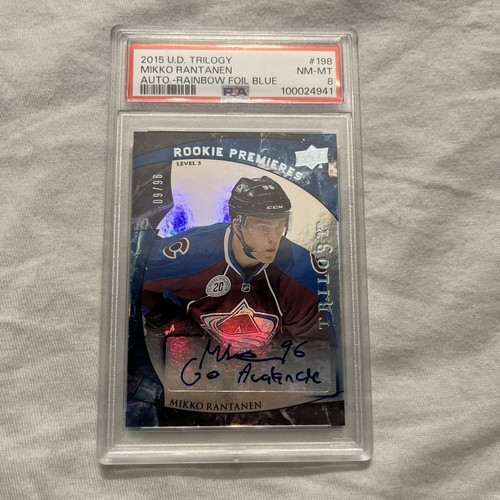 Mikko Rantanen [Autograph Rainbow Foil Blue] #198 2015 Upper Deck Trilogy card