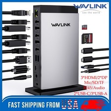 DisplayLink Docking Station Laptop 3 HDMI USB C Dock Hub 2 DP 4K for HP DELL TB4