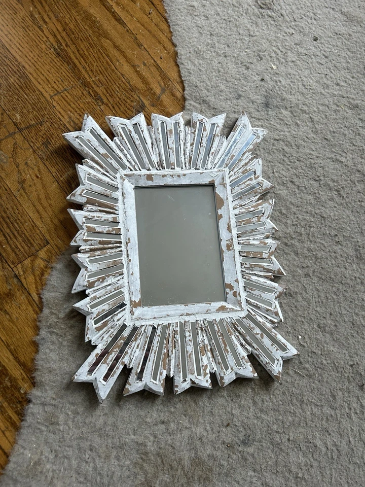 Bohemian Wooden Abstract Wall Mirror 15 X 12 Inch Starburst Rectangle Mirror - Image 2 of 4