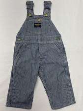 Vintage OshKosh BGosh Sanforized Blue White Striped Overalls Adjustable Straps
