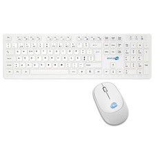 Wireless Mouse And Keyboard Kit With Portuguese Pt Qwerty Stickers White