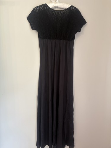 Vtg Scott Barrie BARAD 60s 70s Nightgown MCM L Large Black RARE  Gown Long - Afbeelding 8 van 14