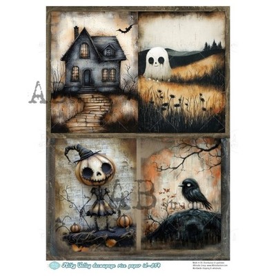Funky Halloween Scenes #854 | A4 Rice Paper | Paper for Decoupage | AB Studios