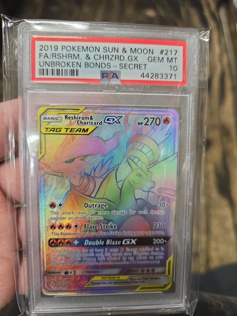 Pokemon 2019 Reshiram & Charizard GX Secret Rare TAG TEAM Holo PSA 10