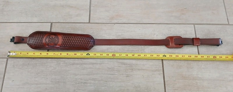 Leather Rifle Sling NRA Gun Strap with Uncle Mike's Swivels Tandy Brand.