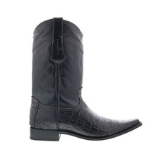 Botas vaqueras anchas negras Los Altos punta cuadrada vientre caimán para hombre
