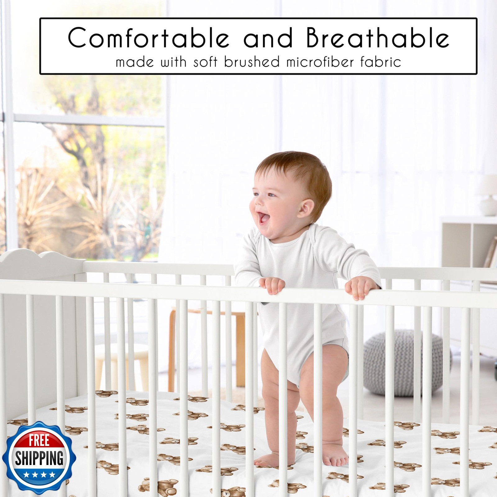 Sweet Jojo Designs Fitted Baby Crib Sheets (Boho Teddy Bear) for Boys or Girl