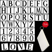 7 Inch Large Letter and Number Stencils Set - 36pcs Reusable Plastic Template...