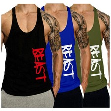 3 Pack Men's Tank Tops Sleeveless Shirts Y-Back Gym Workout Stringer Tank Top...