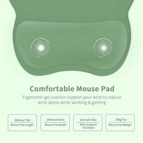 EooCoo Ergonomic Mouse Pad with Wrist Support, Mousepad Memory Green - 第 6/7 張圖片