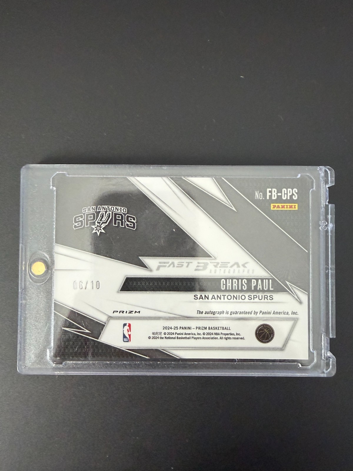 2024-25 Panini Prizm Chris Paul Fast Break Autographs Gold 06/10 Auto FB-CPS Spu view 2