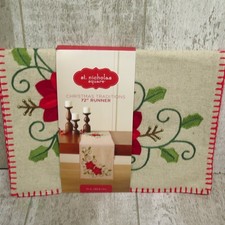 St. Nicholas Square Christmas Embroidered Traditions 72" Table Runner NEW