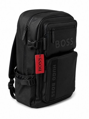 BOSS Men's Black Backpack, Zip & Buckle Closure, Adjustable Strap, Pockets