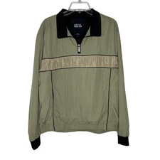 Native Youth Olive Green Half Zip Windbreaker Jacket Men's L Retro Style NEW