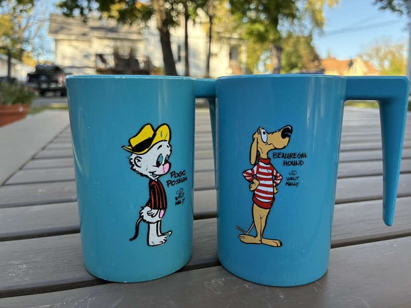 Walt Kelly's Pogo Possum and Beauregard Hound; Vintage Plastic Cups