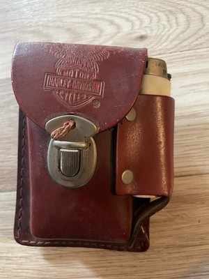 Vintage Brown Harley Davidson Genuine Leather Cigarette Case - ! Belt Case— 
