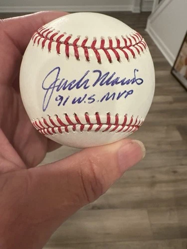 Jack Morris Autographed OML Baseball with Inscription  91 WS MVP Clean Signature