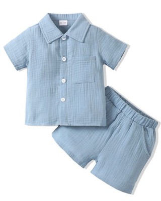2T 3T Summer Outfits Cotton Linen Short Sleeve Shirt Toddler Clothes for Boys...